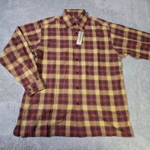 Rainforest Mens M Button Down Shirt Port Plaid Long Sleeve Cotton WL3741